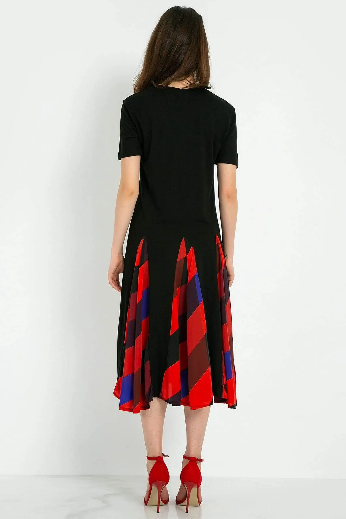 13023 Multi Colour Pleated Skirt Dress