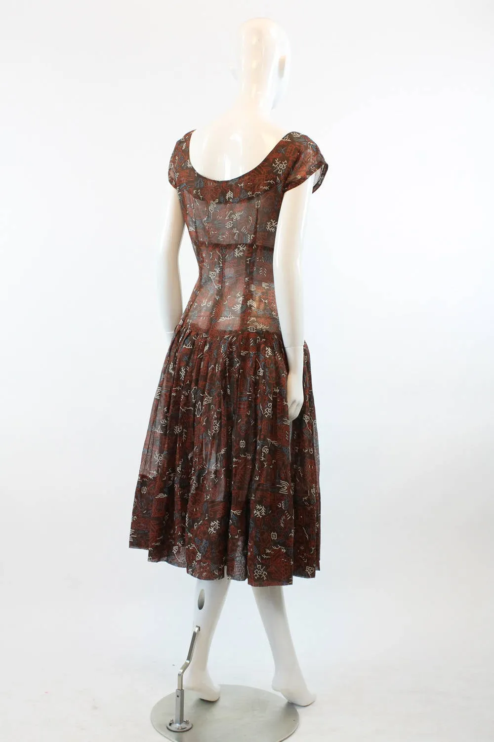 1940s tribal print dress small  | new fall