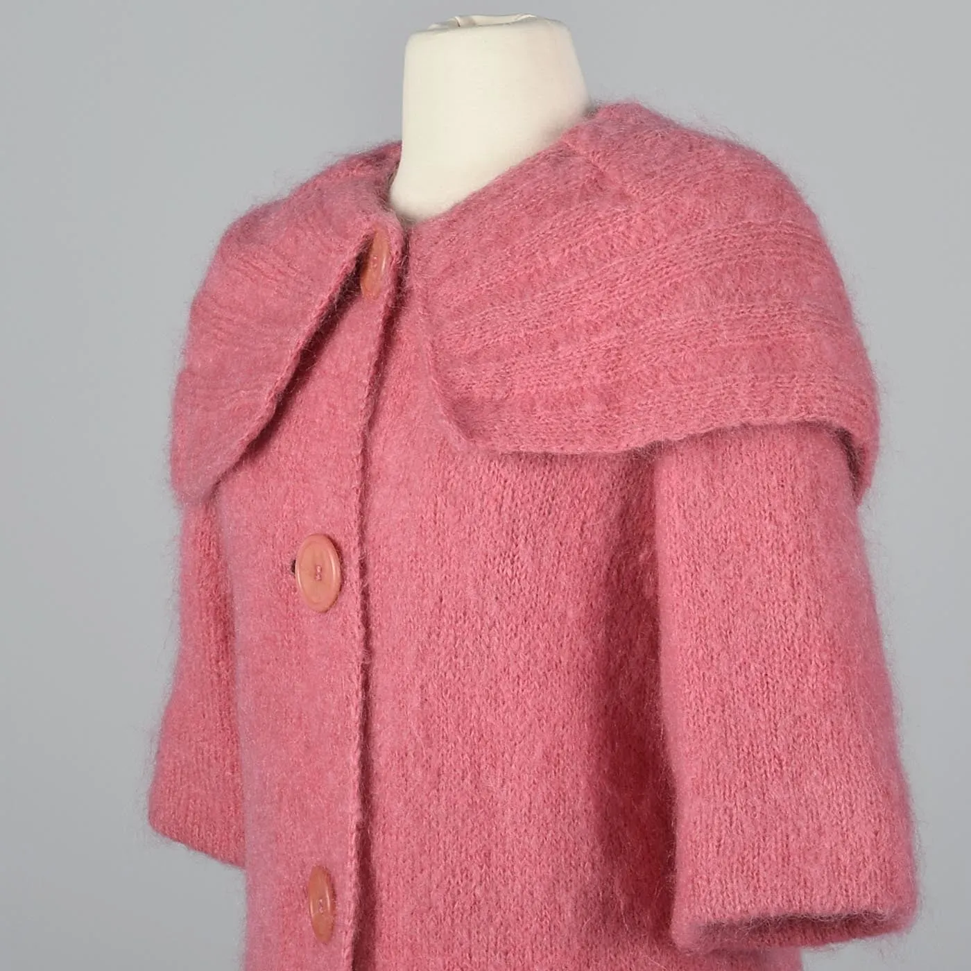 1950s Pink Mohair Coat and Floral 2 Piece Dress Set