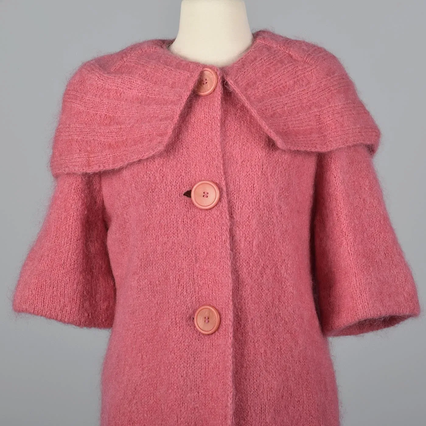 1950s Pink Mohair Coat and Floral 2 Piece Dress Set