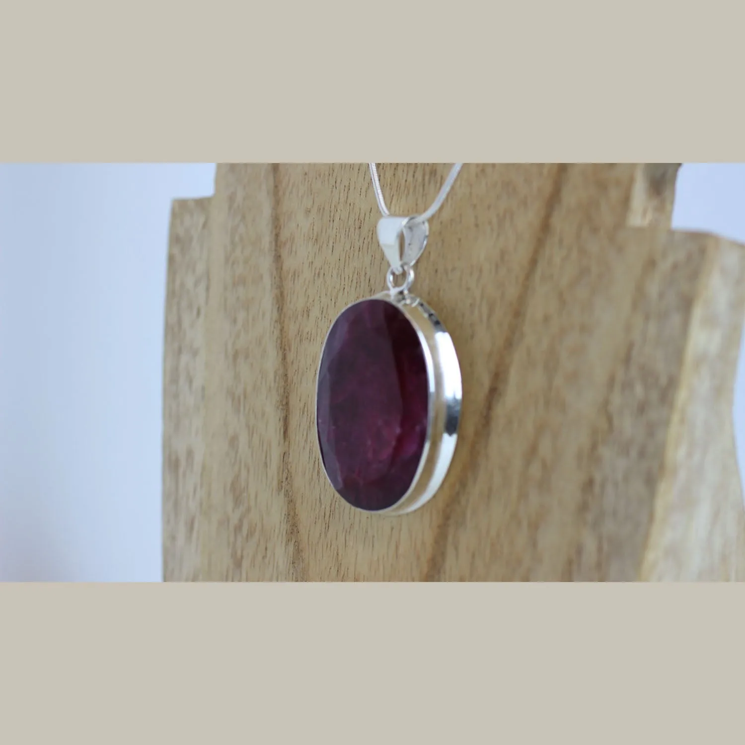 45 Carat Indian Ruby 925 Sterling Silver Pendant