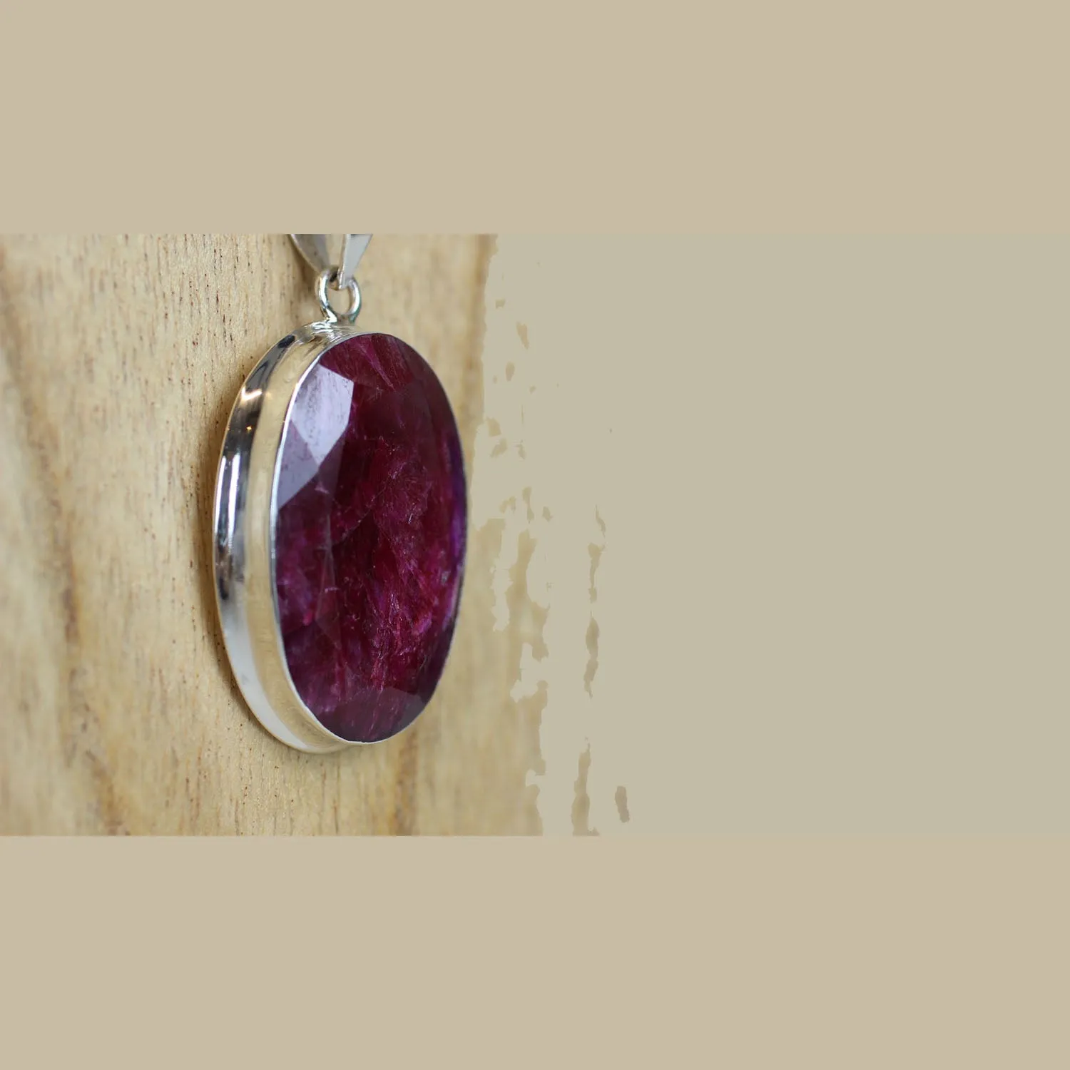 45 Carat Indian Ruby 925 Sterling Silver Pendant