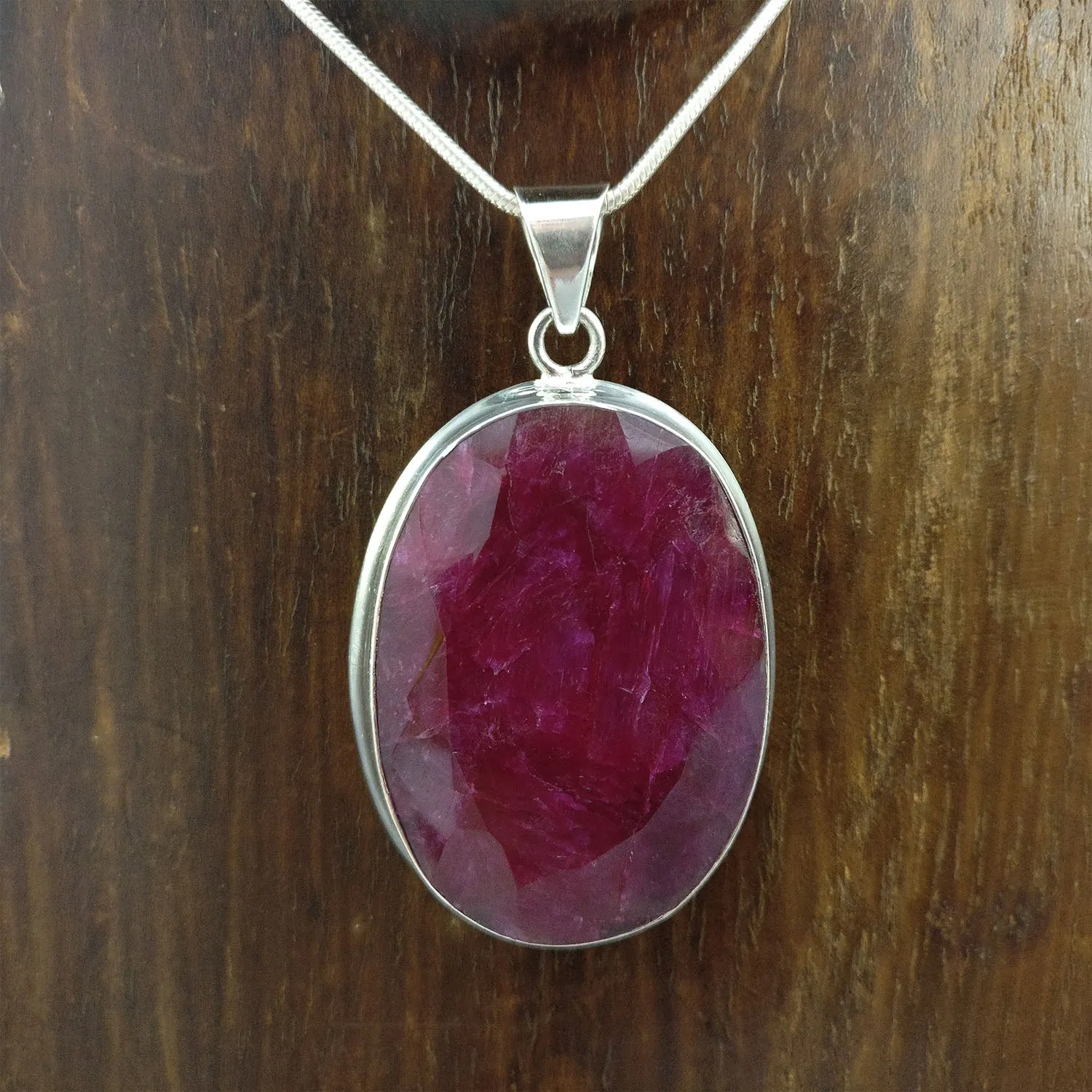 45 Carat Indian Ruby 925 Sterling Silver Pendant