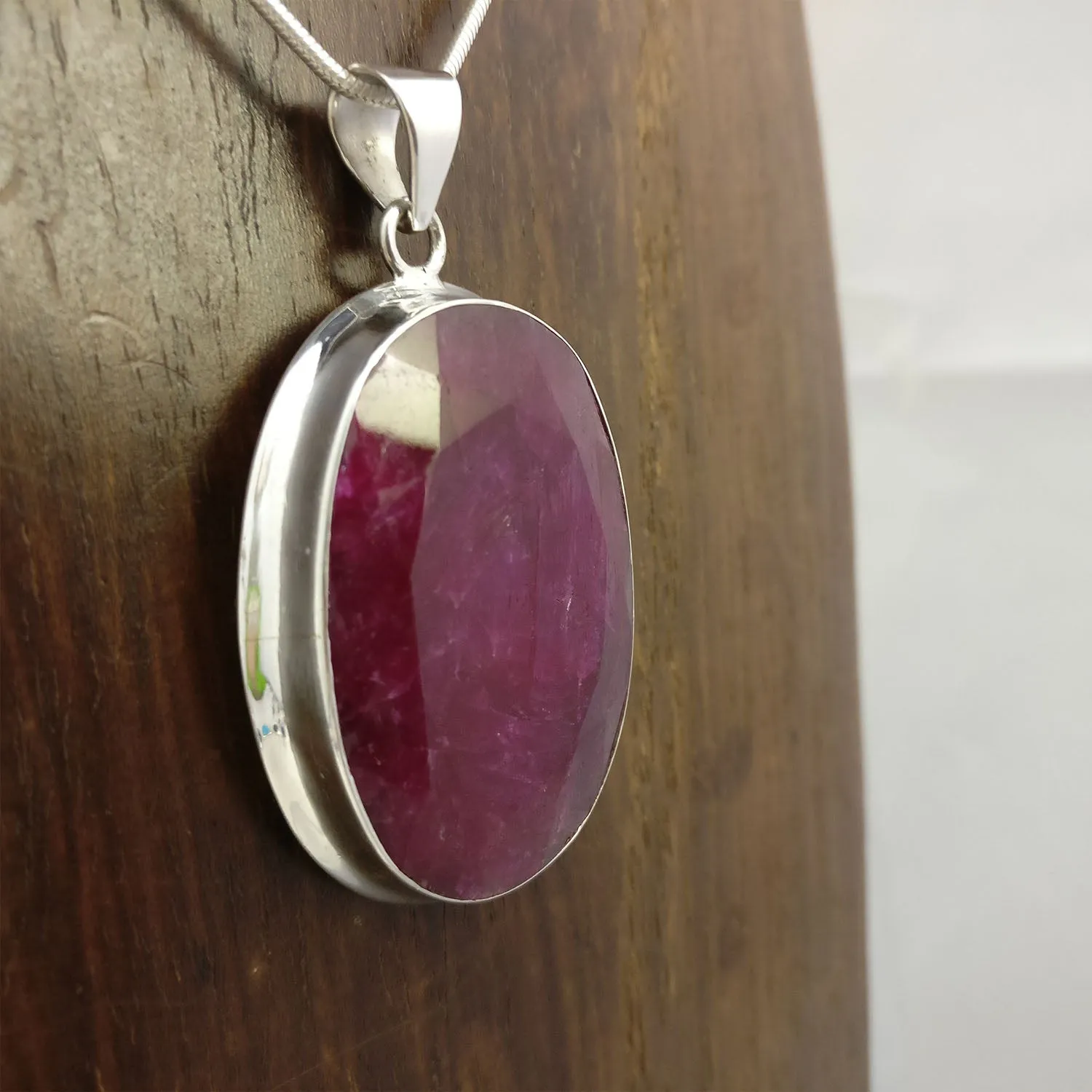 45 Carat Indian Ruby 925 Sterling Silver Pendant