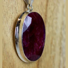 45 Carat Indian Ruby 925 Sterling Silver Pendant