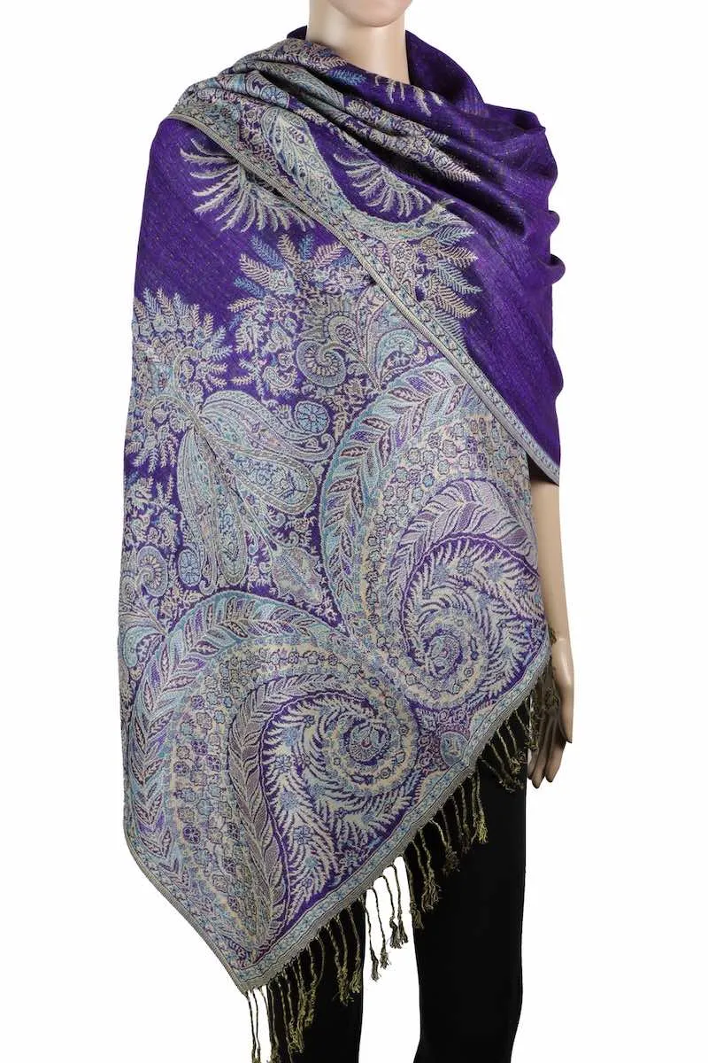 Achillea Double Layered Big Paisley Pashmina Shawl Wrap Scarf