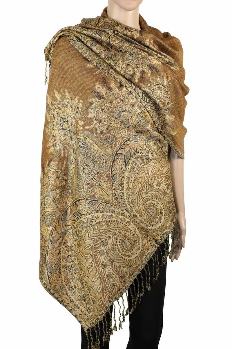 Achillea Double Layered Big Paisley Pashmina Shawl Wrap Scarf