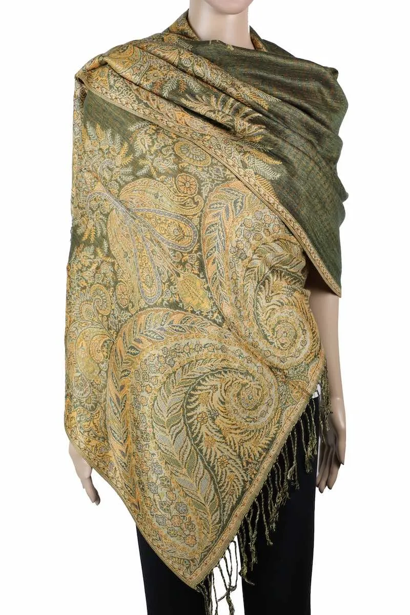 Achillea Double Layered Big Paisley Pashmina Shawl Wrap Scarf