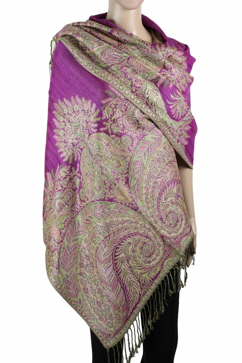 Achillea Double Layered Big Paisley Pashmina Shawl Wrap Scarf