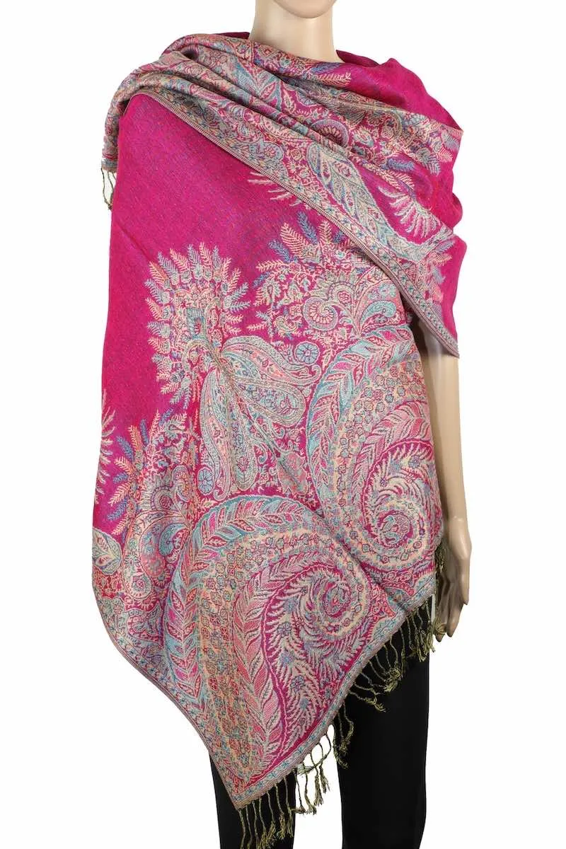 Achillea Double Layered Big Paisley Pashmina Shawl Wrap Scarf