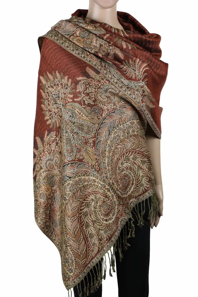 Achillea Double Layered Big Paisley Pashmina Shawl Wrap Scarf