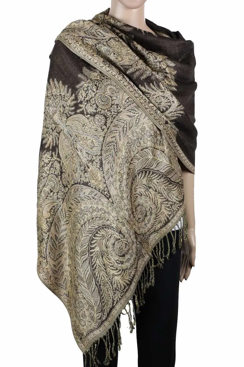 Achillea Double Layered Big Paisley Pashmina Shawl Wrap Scarf