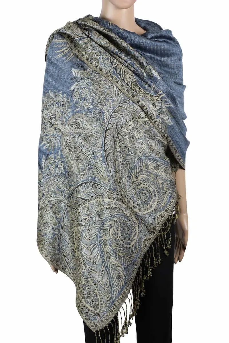 Achillea Double Layered Big Paisley Pashmina Shawl Wrap Scarf