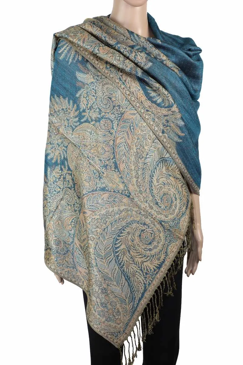 Achillea Double Layered Big Paisley Pashmina Shawl Wrap Scarf