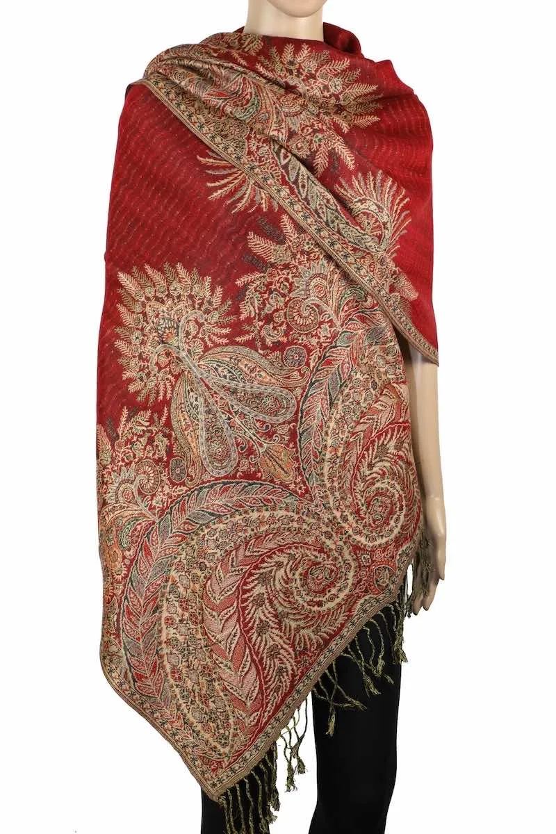 Achillea Double Layered Big Paisley Pashmina Shawl Wrap Scarf