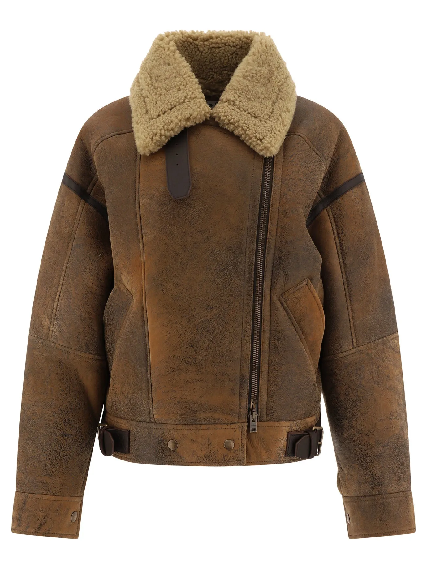 ACNE STUDIOS Luxury Brown Shearling Leather Jacket for Women