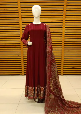 AL-3885 Readymade Maroon Ally's Dress