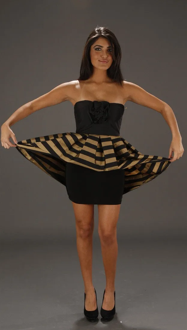 Alexia Admor Gold Stripe Cupcake Tube Dress