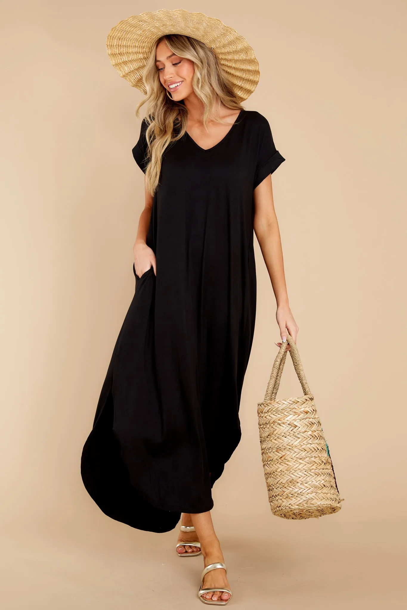 Always The Same Thing Black Maxi Dress