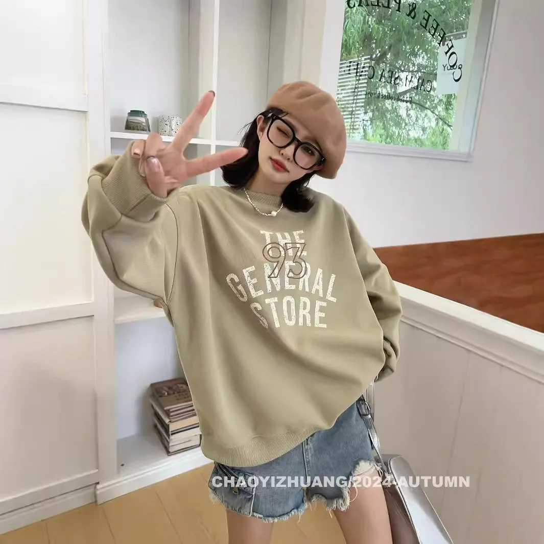 Amozae fall outfits women Simple Letters 2024 Autumn Popular High Quality Age-Reducing Ins Style Fashion Sports Casual All-Match Fashion Brand Sweater for Women