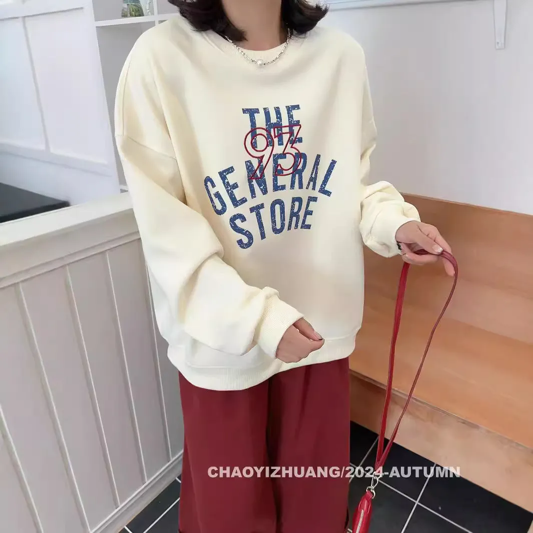 Amozae fall outfits women Simple Letters 2024 Autumn Popular High Quality Age-Reducing Ins Style Fashion Sports Casual All-Match Fashion Brand Sweater for Women