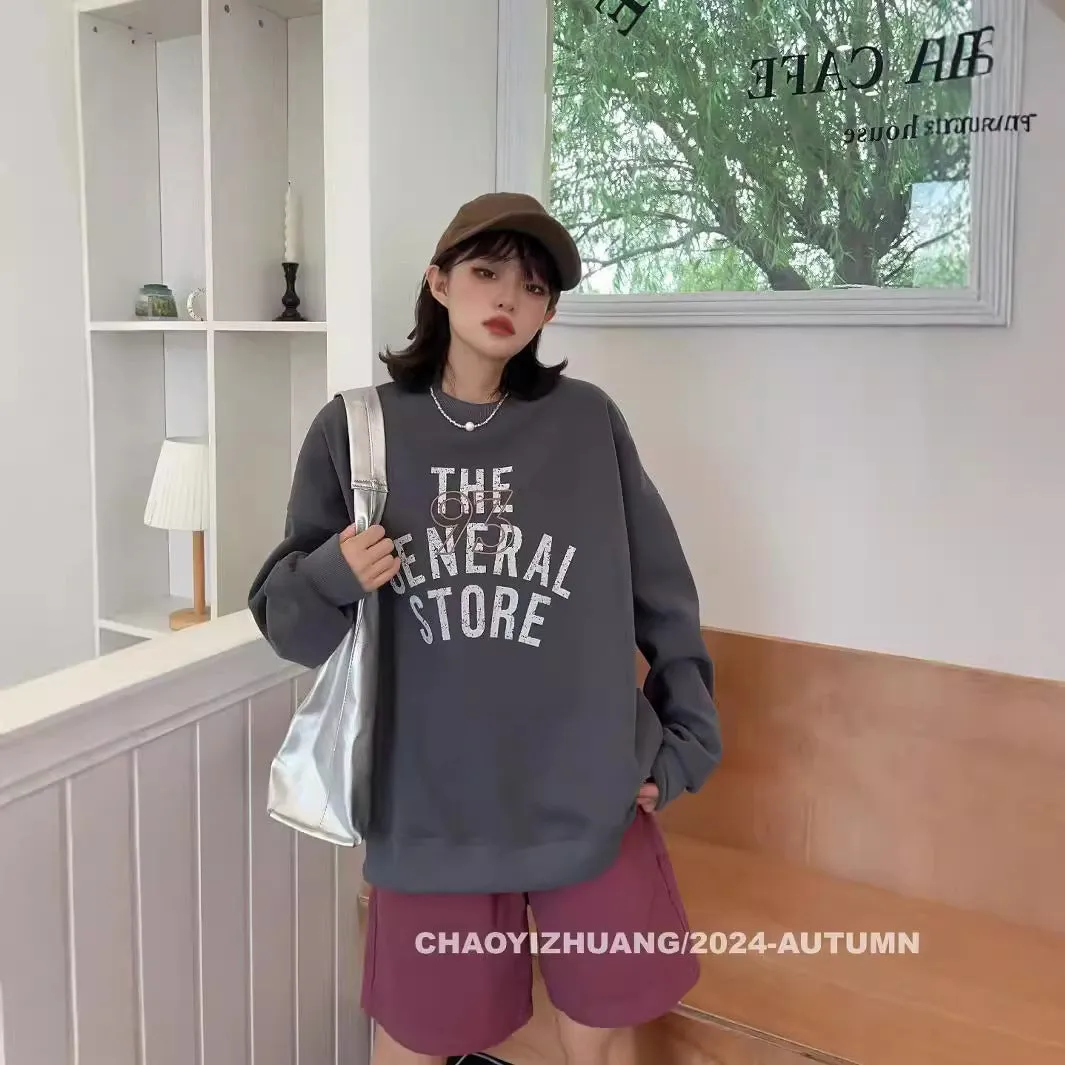 Amozae fall outfits women Simple Letters 2024 Autumn Popular High Quality Age-Reducing Ins Style Fashion Sports Casual All-Match Fashion Brand Sweater for Women