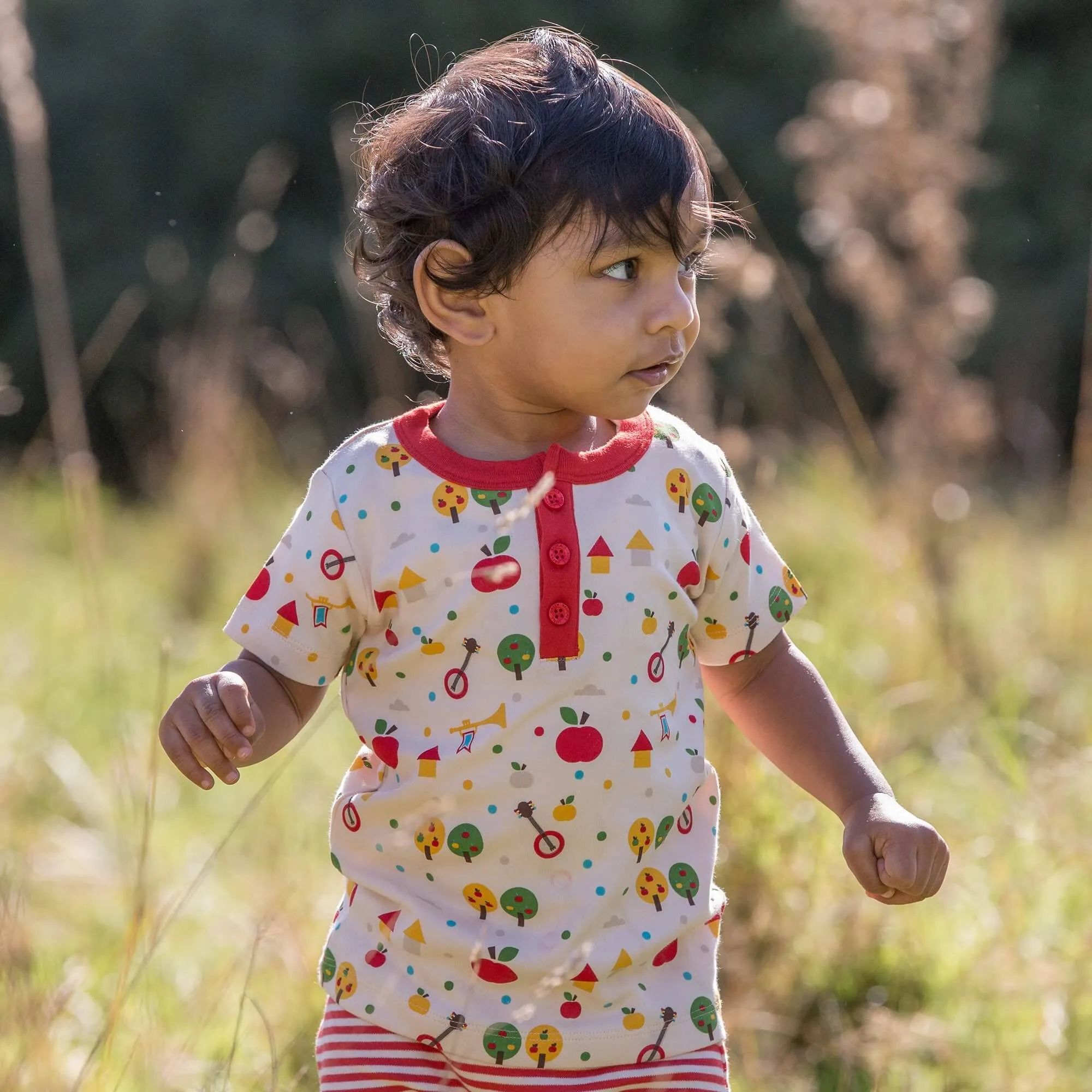 Apple Trees Short Sleeve Henley Top