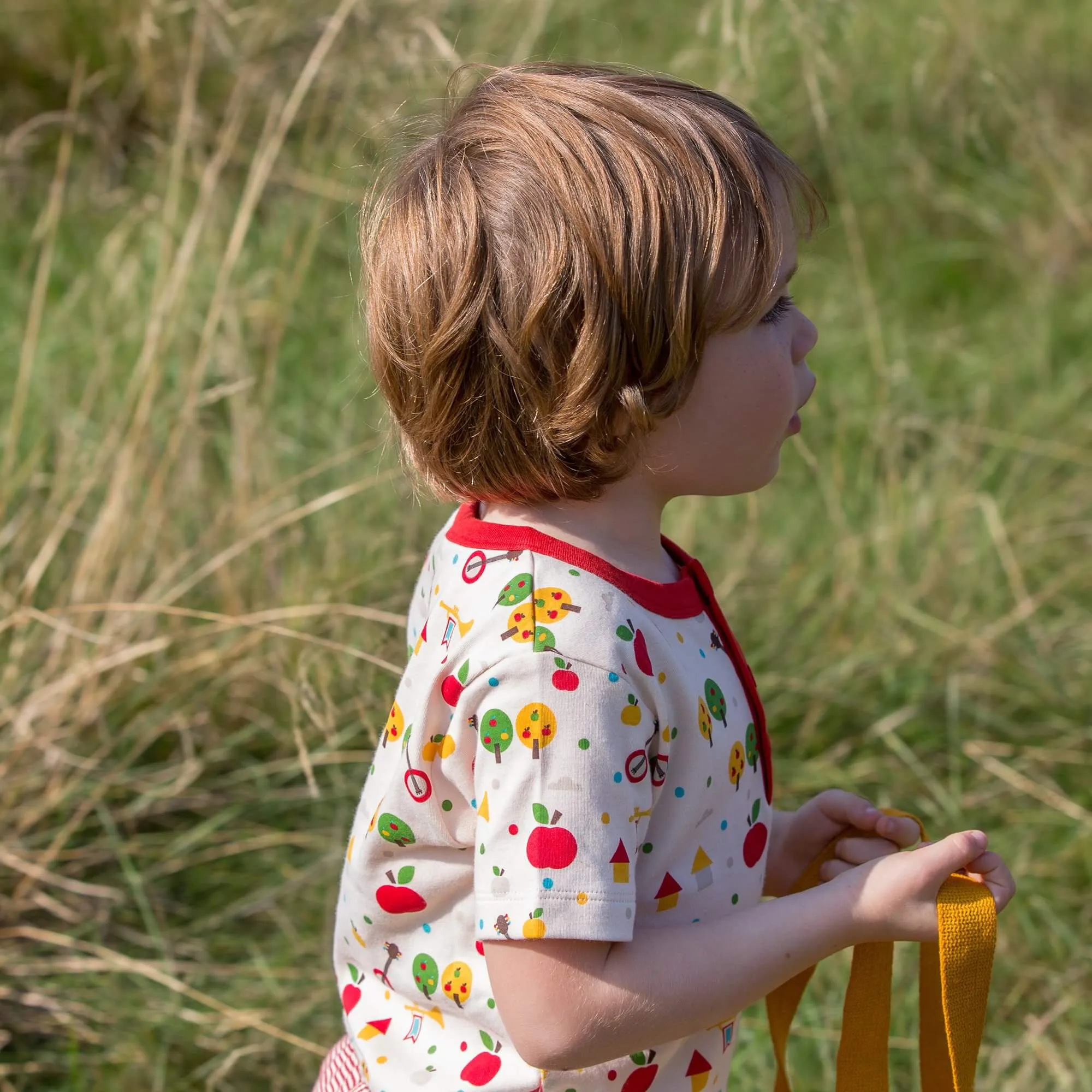 Apple Trees Short Sleeve Henley Top