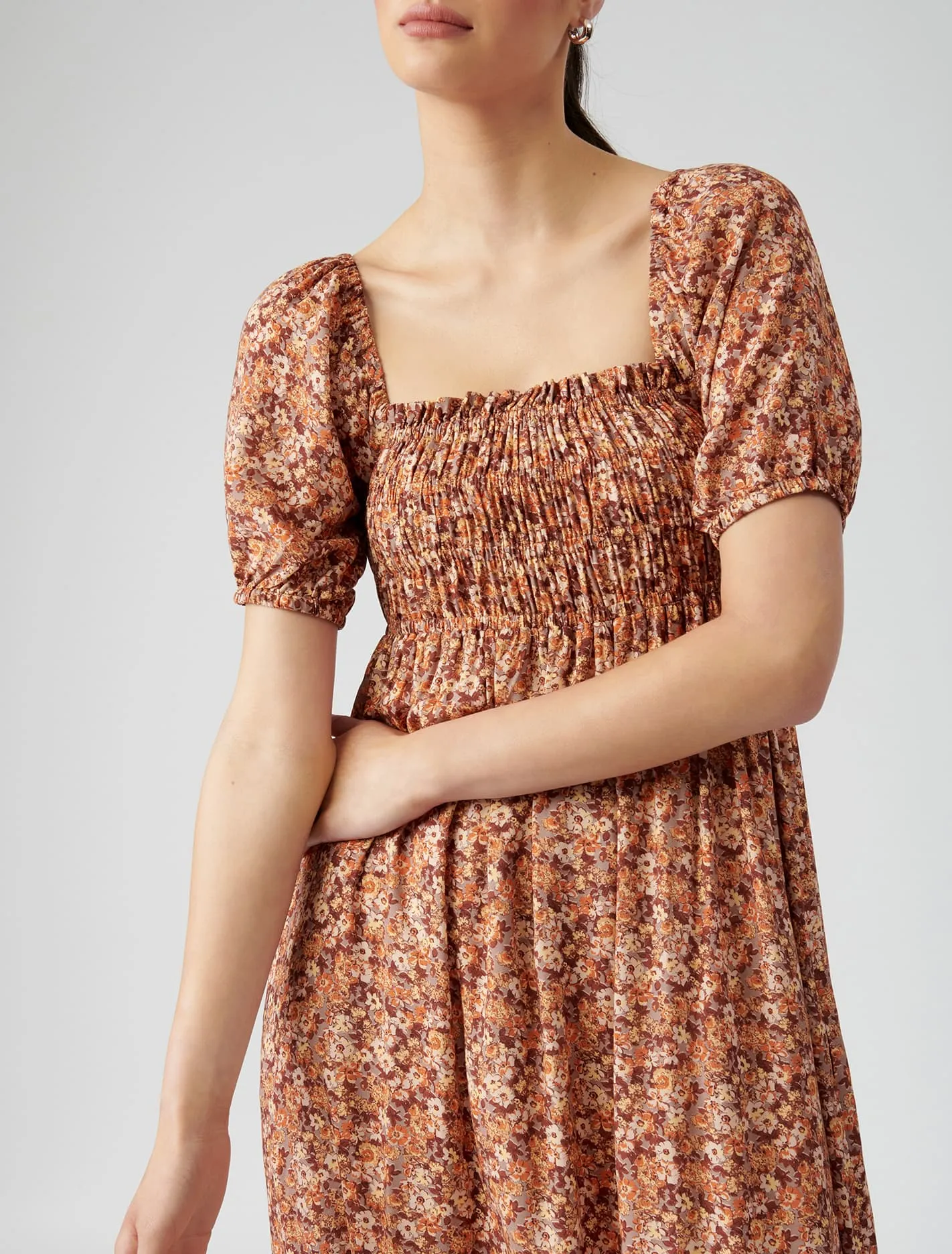 Ashton Shirred Midi Dress