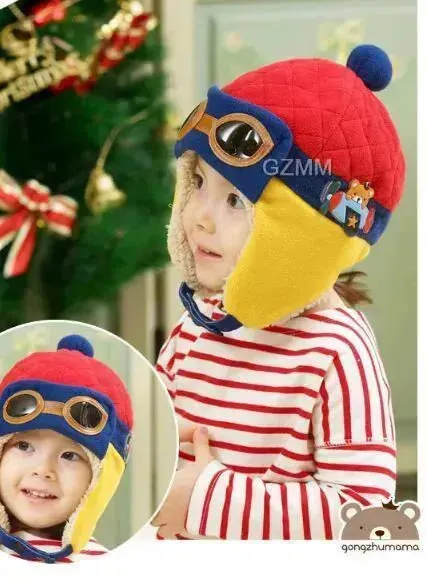 Baby and Toddler Winter hat Hooded Winter Pilot  Beanie Warm baby cap