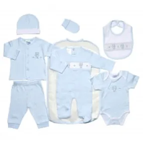 Baby Boy Clothing Blue 7 Piece 'Bear & Paws' Blue Gift Set