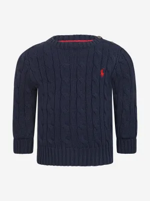 Baby Boys Cable Knit Sweater in Navy