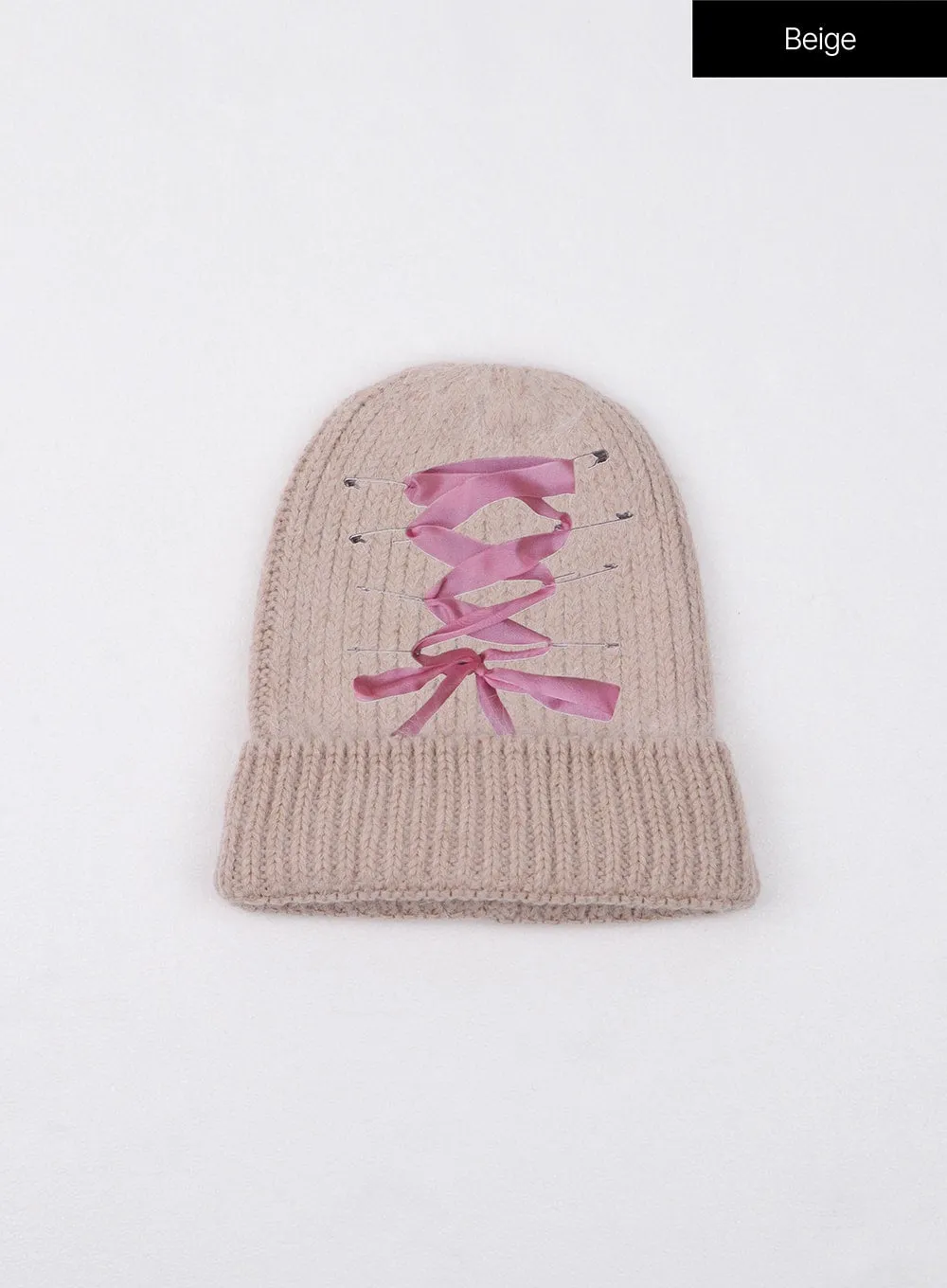 Balletcore Ribbon Graphic Beanie CJ412