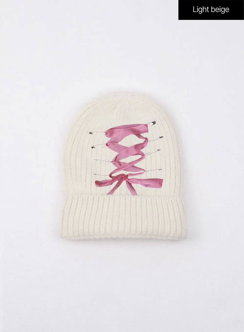 Balletcore Ribbon Graphic Beanie CJ412