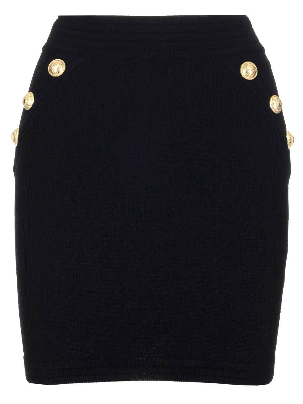 Balmain Embossed Button Pencil Skirt