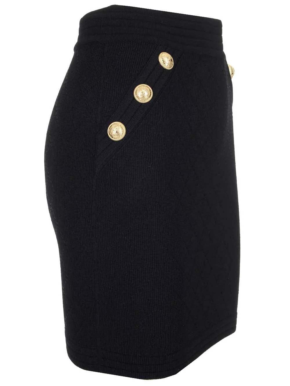 Balmain Embossed Button Pencil Skirt