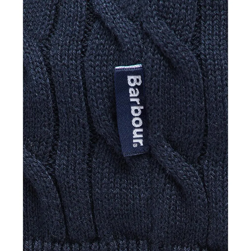 Barbour Cable Knit Half Zip Mens Jumper - Navy