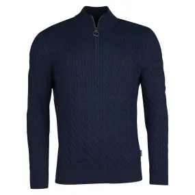 Barbour Cable Knit Half Zip Mens Jumper - Navy