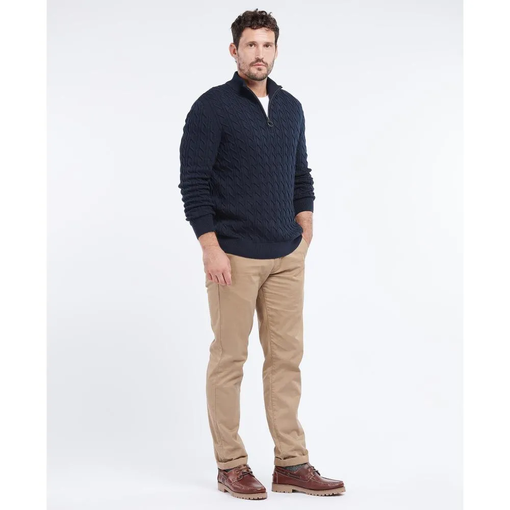 Barbour Cable Knit Half Zip Mens Jumper - Navy