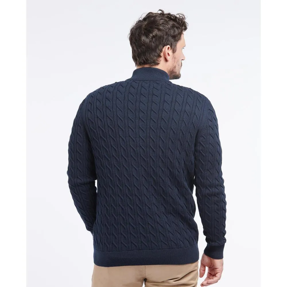 Barbour Cable Knit Half Zip Mens Jumper - Navy