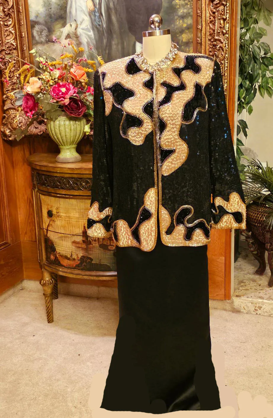 *BEAUTIFUL MCCLINTOCK COLLECTIONS BLACK LONG EVENING SKIRT - JUST IN TIME FOR THE HOLIDAY PARTIES