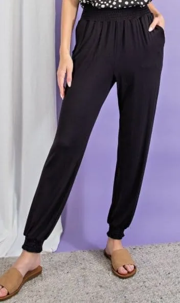 Black elastic ankle jogging pants