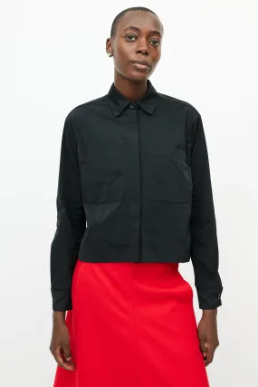 Black Nylon Cropped Shirt Jacket