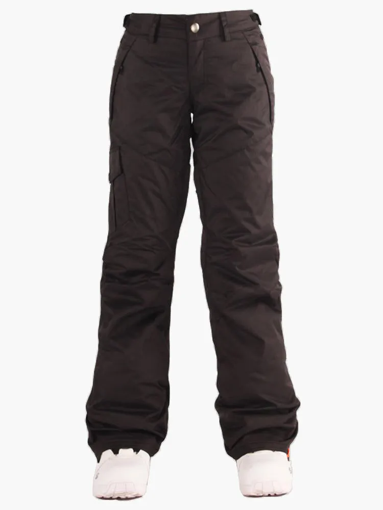 Black Thermal Warm High Waterproof Windproof Women's Snowboard/Ski Pants