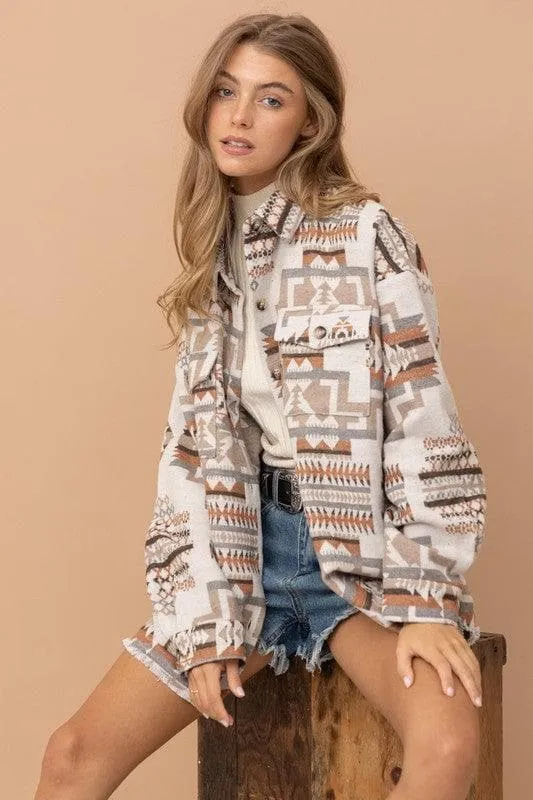 Blue B Aztec Western Shacket