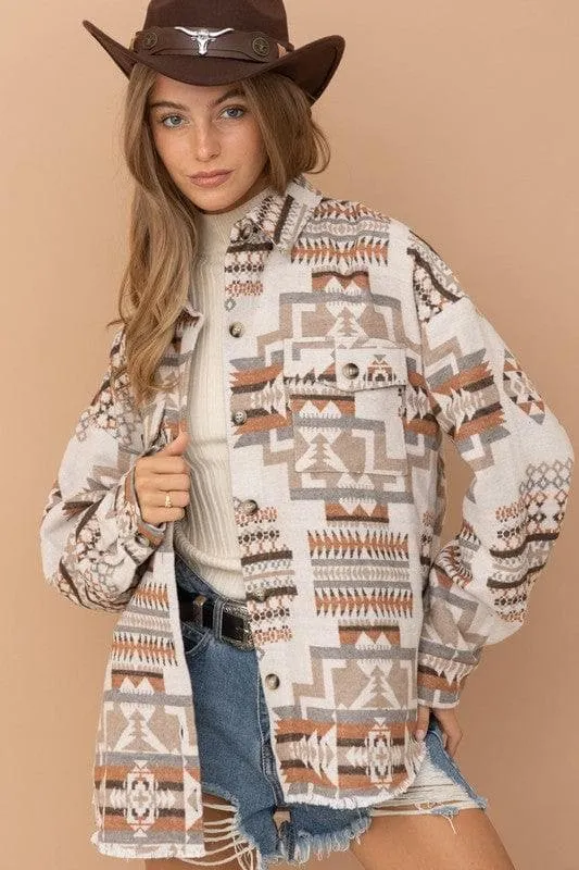 Blue B Aztec Western Shacket