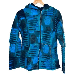 Blue Patchwork Hoodie