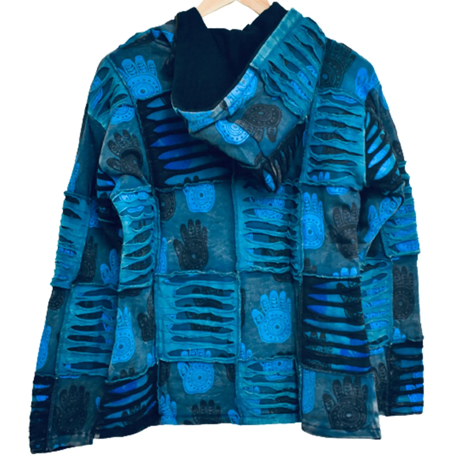 Blue Patchwork Hoodie