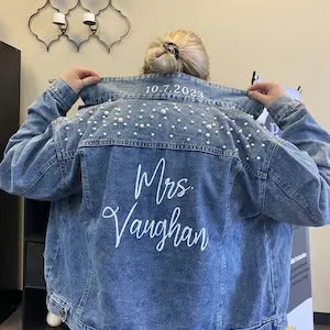 (Blue Pearl) Mrs. Bridal Denim Jacket