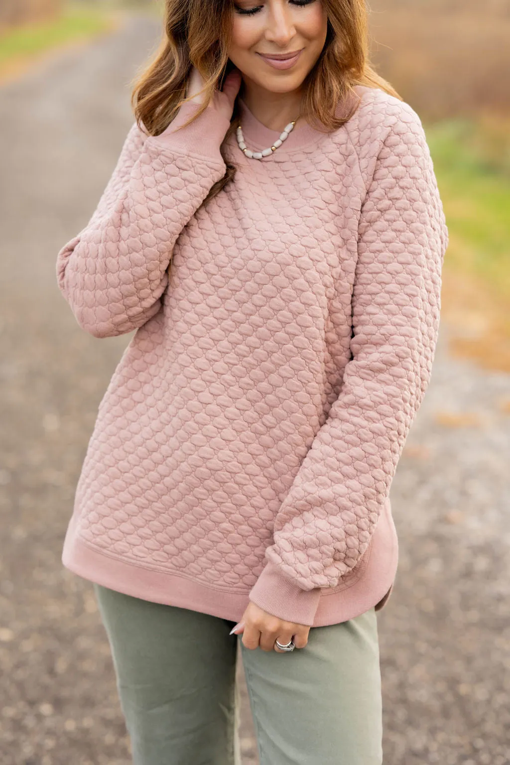 Bold Textured Side Slit Sweatshirt